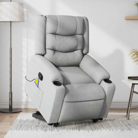 Stand up Massage Recliner Chair Light Gray Fabric