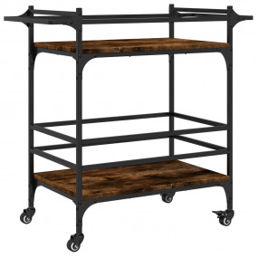 Kitchen Trolley Smoked Oak 32.3"x15.7"x30.9" Engineered...