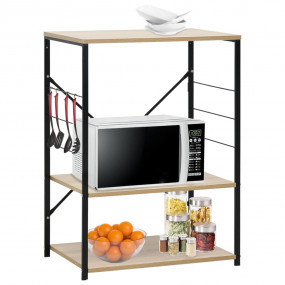 Microwave Cabinet Black and Oak 23.6"x15.6"x31.3" Engin...