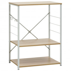 Microwave Cabinet White and Oak 23.6"x15.6"x31.3" Engin...