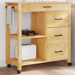 Kitchen Trolley MONZA 33.1"x15.7"x35.4" Solid Wood Pine