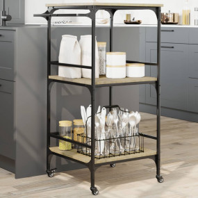 Kitchen Trolley Sonoma Oak 23.8"x19.7"x41.3" Engineered...