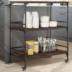 Kitchen Trolley Brown Oak 39.6"x19.7"x41.3" Engineered ...