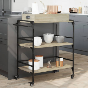 Kitchen Trolley Sonoma Oak 32.1"x16.1"x36.4" Engineered...