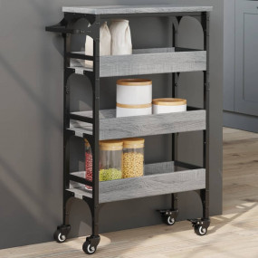Kitchen Trolley Gray Sonoma 20.9"x7.9"x29.9" Engineered...