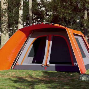 Family Tent with Porch 9-Person Gray and Orange Quick R...