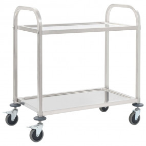2-Tier Kitchen Trolley 37.4"x17.7"x32.9" Stainless Stee...