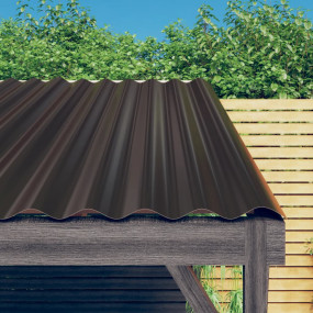 Roof Panels 36 pcs Powder-coated Steel Brown 31.5"x14.2...