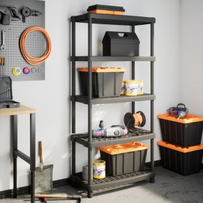 Storage Shelf 5-Tier Black 36.8"x17.9"x76.6" PP
