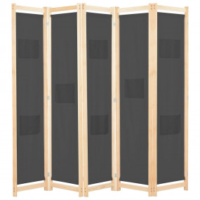 5-Panel Room Divider Gray 78.7"x66.9"x1.6" Fabric