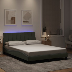 Bed Frame with LED without Mattress Light Gray 53.9"x74...