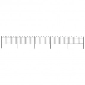 Garden Fence with Hoop Top Steel 27.9ft Black