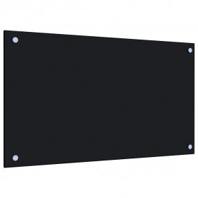 Kitchen Backsplash Black 27.6"x15.7" Tempered Glass