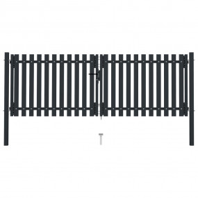 Double Door Fence Gate Steel 120.5"x59.1" Anthracite