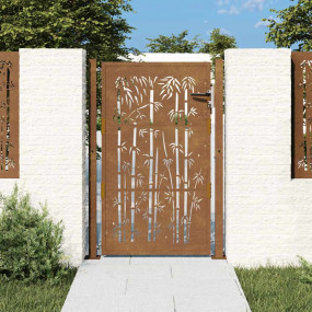 Garden Gate 41.3"x59.1" Corten Steel Bamboo Design
