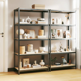 5-Layer Heavy-duty Shelves 2 pcs Gray Steel&Engineered ...