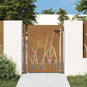 Garden Gate 41.3"x59.1" Corten Steel Grass Design