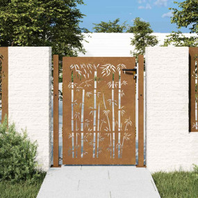 Garden Gate 41.3"x59.1" Corten Steel Bamboo Design