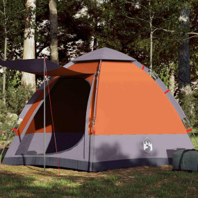 Camping Tent Cabin 4-Person Gray and Orange Quick Relea...
