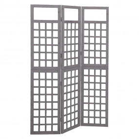 3-Panel Room Divider/Trellis Solid Fir Wood Gray 47.6"x...