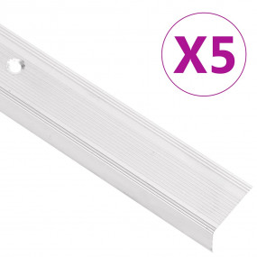 Stair Nosings in L-shape 5 pcs Aluminum 35.4 " Silver