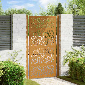 Patio Gate 41.3x70.9" Weathering Steel Leaf Design