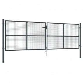 Mesh Patio Gate Galvanized Steel 157.5x68.9" Grey
