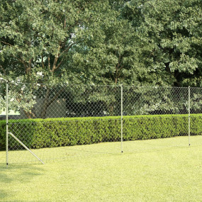 Chain Link Fence with Posts Galvanized Steel 49.2x4.9' ...