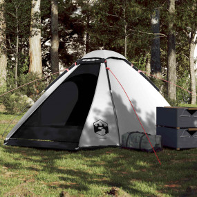 Camping Tent Dome 4-Person White Blackout Fabric Waterp...