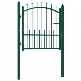 Fence Gate with Spikes Steel 39.4x39.4" Green