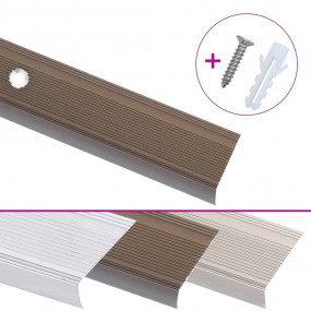 Stair Nosings in L-shape 5 pcs Aluminum 39.4 " Brown