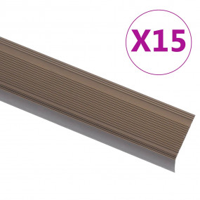 Stair Nosings in L-shape 15 pcs Aluminum 35.4 " Brown