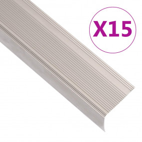 Stair Nosings in L-shape 15 pcs Aluminum 35.4 " Champag...