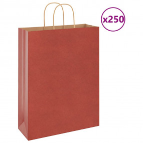 Paper Bags 250 pcs with Handles Red 12.6x4.7x16.5"