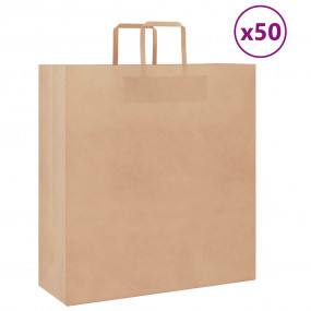 Paper Bags 50 pcs with Handles Brown 17.7x6.7x18.9"