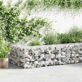 Gabion Wall with Covers Galvanized Steel 354"x19.7"x19....