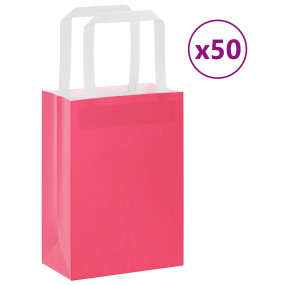 Paper Bags 50 pcs with Handles Pink 5.9x3.1x8.3"