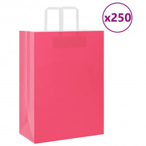 Paper Bags 250 pcs with Handles Pink 12.6x6.7x17.3"