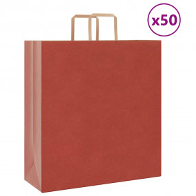 Paper Bags 50 pcs with Handles Red 17.7x6.7x18.9"