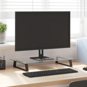 Monitor Stand Black 23.6"x13.8"x3.1" Tempered Glass and...