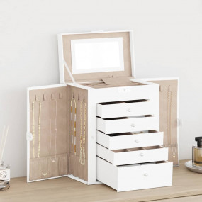 Jewelry Box 6-Layer with Mirror Lockable White