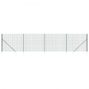 Wire Mesh Fence with Spike Anchors Green 6.6x32.8'