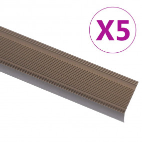 Stair Nosings in L-shape 5 pcs Aluminum 35.4 " Brown
