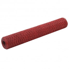 Chicken Wire Fence Steel with PVC Coating 82.0x3.3' Red