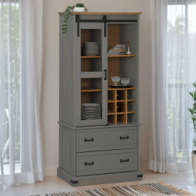 Wine Cabinet HALDEN with Wine Racks and Sliding Door Gr...