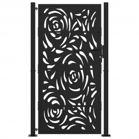 Patio Gate Black 41.3x70.9" Steel Flame  Design