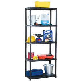 Storage Shelf 5-Tier Black 28.0x15.0x66.9" Plastic