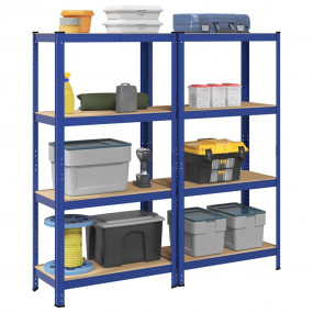 4-Layer Storage Shelves 2 pcs Blue Steel&Engineered Woo...