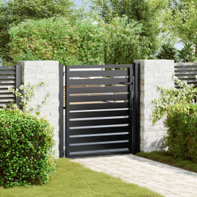 Patio Gate Lockable Black 39.4x39.4" Aluminium