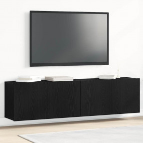 TV Cabinets 2 pcs Black Oak 63.0x11.8x16.1" Engineered ...